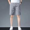 Men Casual Shorts Elastic Waist Drawstring Cargo Pockets Shorts with Adjustable Solid Color Wide Leg Knee-length Short Pants