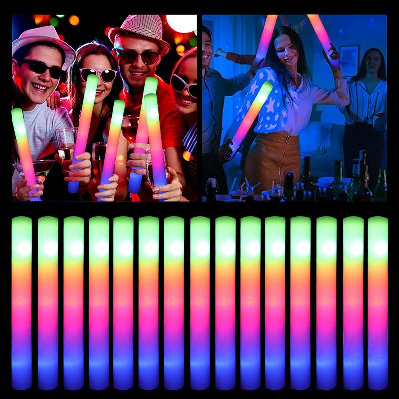 5Pcs LED Glow Sticks Bulk Colorful RGB Glow Foam Stick Cheer Tube Dark Light for Xmas Birthday Wedding Party Supplies