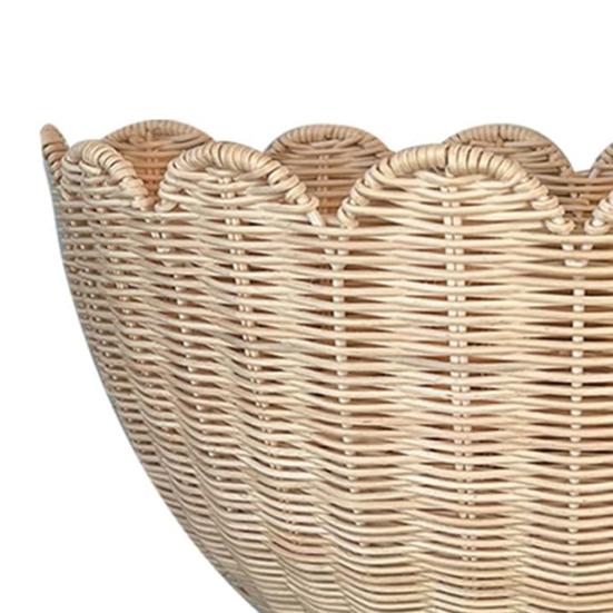 1/2Pcs Hand Woven Scalloped Rattan Wall Basket Rustic Bohemian Style Hanging Storage Organizer Wall Decor