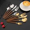 20-Piece Premium Stainless Steel Silverware Flatware Set - Ergonomic Wooden Handle, Mirror Polished, Service for 4