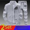 Men's Korean-Style Trendy Running Suit - Casual Sweater Jacket Set for Spring and Autumn
