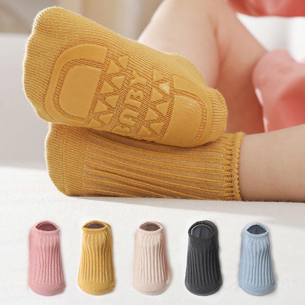 Baby Socks For Newborn Anti-slip Socks Child Solid Cotton Striped Socks Prink
