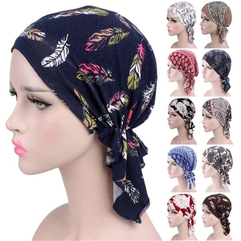 New Fashion Scarf Muslim Printed Headwear Cancer Chemo Hat Turban Hat Head Wrap Cap