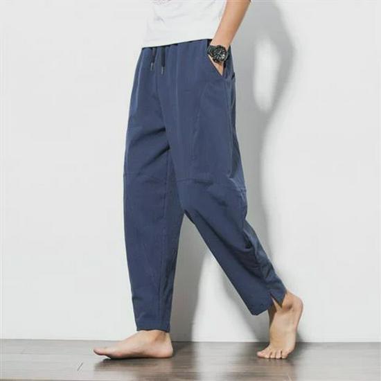 Men's Plus Size Linen Bloomers: Spring/Summer Chinese Style Loose Wide-Leg Carrot Pants