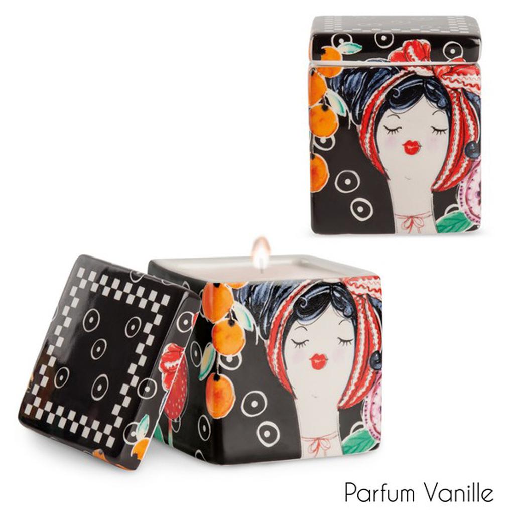 Pupazze [A2253] - Ceramic Scented Candle 'Pupazze' Black Red - 8x6x6 Cm