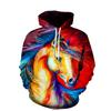 Autumn 3D Horse Pattern Printed Hoodies Fashionable Casual Sports Long Sleeved Men's Hooded Sweatshirts