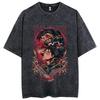 Men's Anime T-shirt "Attack Titan" Hip-hop Street Clothing Vintage Printed Washed Short Sleeved T-shirt Summer Cotton Top