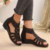 Fashion Brand Design Crystal Roman Sandals Women Peep Top Wedge Sandalias Mujer 2024 Summer Hollow Out Gladiator Shoes Woman Plus Size
