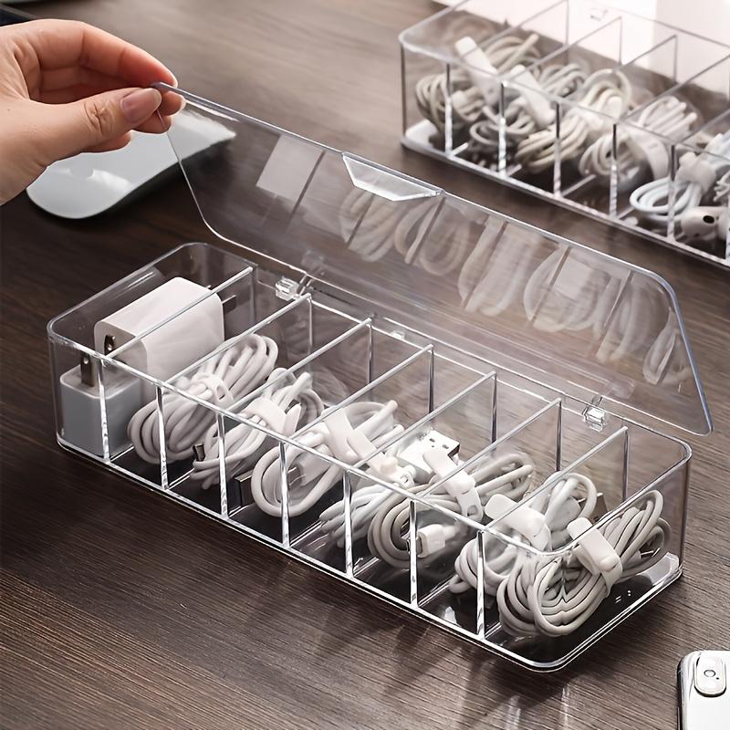 1pc Clear Plastic Cable Organizer Box, Dust-Free Desktop Storage for Cables and Accessories, Durable Material, Easy to Use