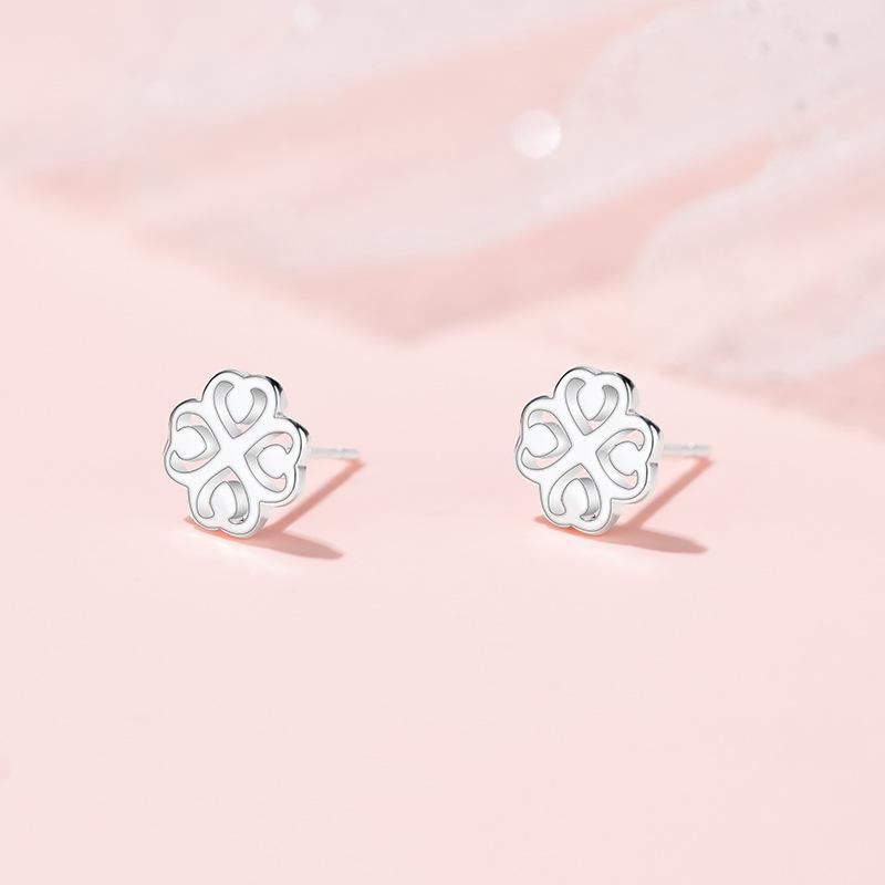 Flower Stud Earrings Women's Hollow Pattern Glossy Earrings Small Fresh Japanese and Korean Style Accessories