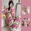 Winter Suit for Women Cute Rainbow Pattern Korean Style Simple Half-Fleece Warm Homewear Women's Winter Set