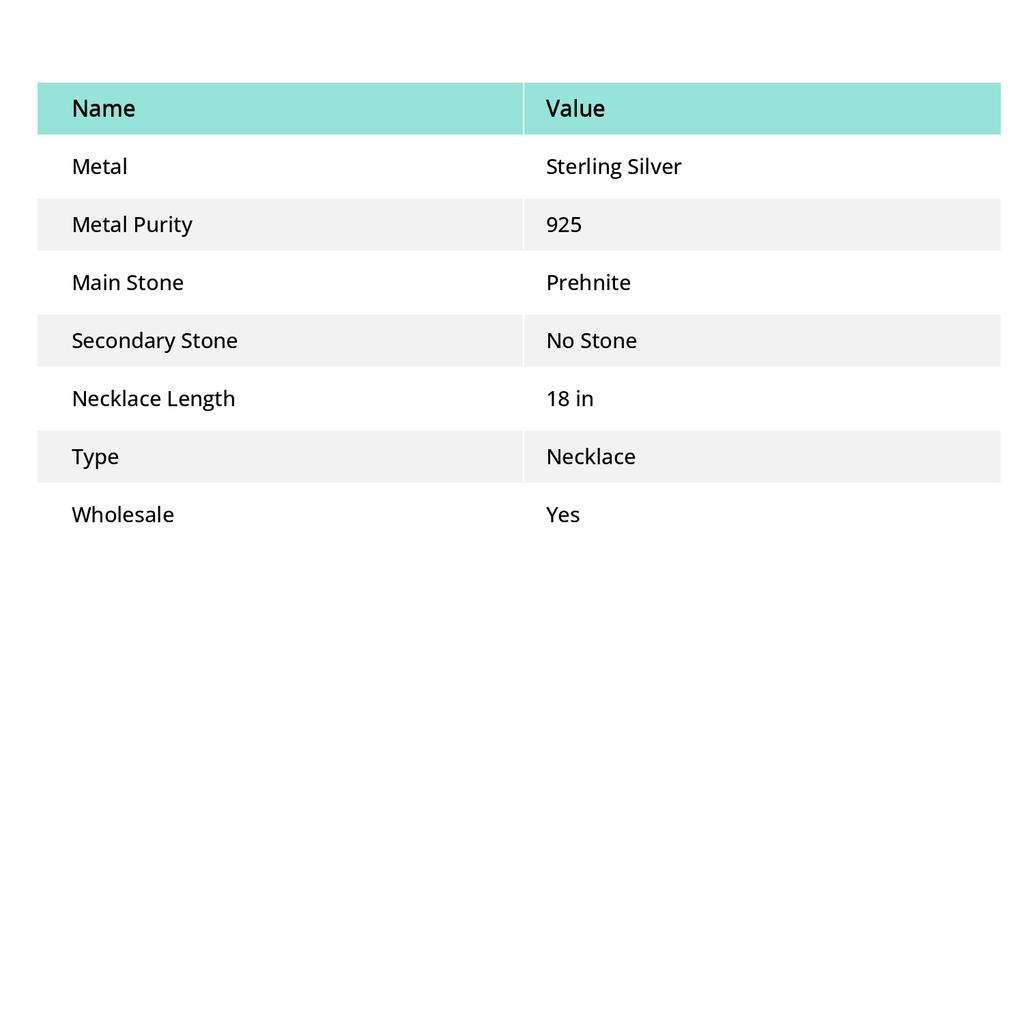 Prehnite Handmade 925 Sterling Silver Jewelry Necklace 20" H8y22