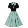 Women's Polka Dot Swing Dresses Lapel Buttons High Waist Belt Slim Fit Short Sleeves Summer Dress Office Work Casual Wear Vintage Outfit