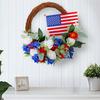 Patriotic Wreath Fourth of July Rattan Wreath Red White Blue Independence Day Floral Garland for Memorial Day Front Door Wall Decor