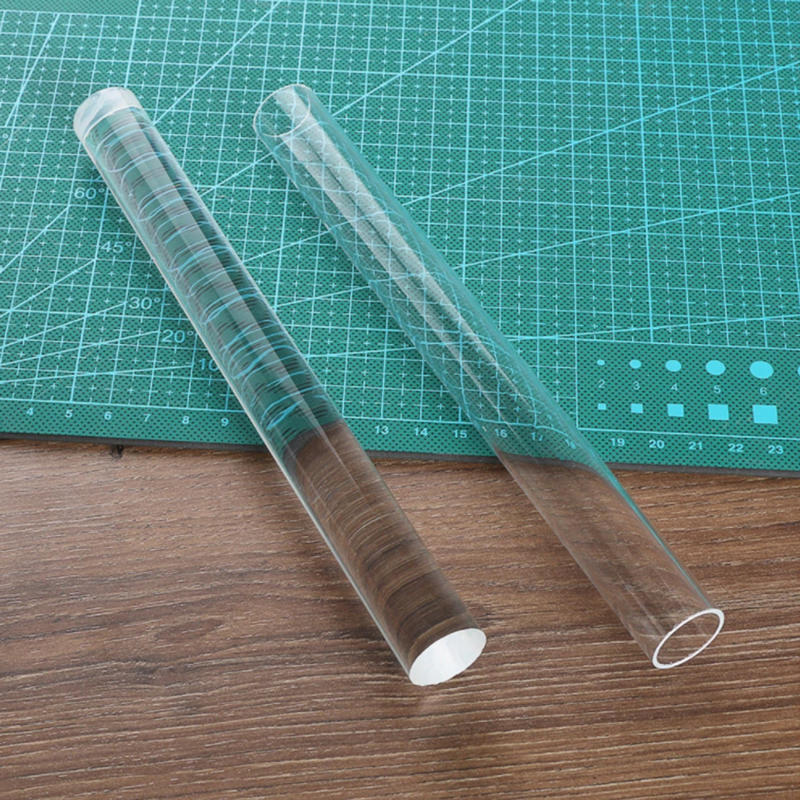 2PCS Clear Acrylic Rolling Pin Solid Clay Round Tube Roller Clear Clay Rolling Pins for Diy Art Craft