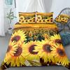 Yellow Flower Duvet Cover Set Sunflower Bedclothes Sunflower Fields with Sunset Printed Botanical Flowers Polyester Bedding Set