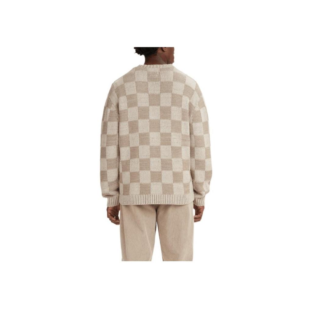 Levis Checkered Crew Neck Pullover Casual Long Sleeve Sweater Men Sweater Brown A3107-0000