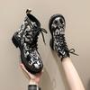 Fashion Martin Boots Women's 2025 Autumn and Winter New Casual Foreign Style Street Flower Print Graffiti Versatile Medium Boots