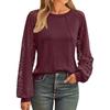 Autumn Winter Lace Patchwork Round Neck Long Sleeved Loose T-Shirts Women’s