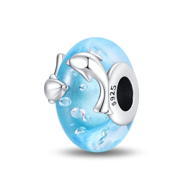 925 Sterling Sliver Blue Charms Camera Moon Glass Snowflake Beads Pendant Fit Bracelets Fine Diy Jewelry Making