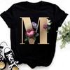 Summer Women's Fashionable Simple Floral Letter Printed Pure Cotton Short Sleeved Women's T-Shirts Women’s