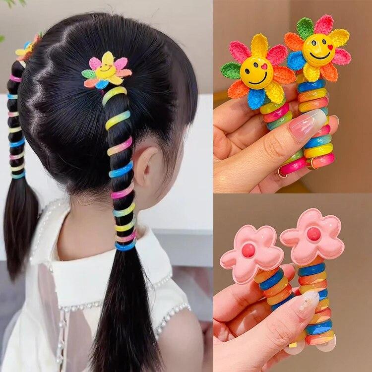 Girls Elastic Rubber Bands Children Telephone Wire Hair Ties Spiral Coil Hairbands Hair Rope Ponytail Hair Accessories