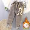 Girls' Thickened Sports & Casual Corduroy Sweatpants - Autumn/Winter Plus Velvet One-Piece for Medium & Large Children