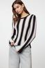 Women's Fashion Stylish Sweater Black Cotton Color Block Fine Knitwear Sweater