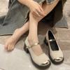 Fashion Summer Retro Low Heel Mary Janes Women Shoes Fashion Buckle Thick Heels Pumps Woman Round Toe Party Dress Shoes2024