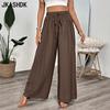 Women's Fashion Casual Solid Color Print High Waist Trousers Pants & Capris