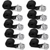 10 Pcs Black Lashing Straps with Clamping Lock Heavy Duty Fastening Straps for Motor Bicycle Luggage