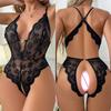 Super Crotchless Lingerie Women Lace Erotic Bodysuit Sexy Outfit See Through Babydoll Dress Deep V Open Bra Porn Underwear