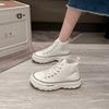 Весенние новые парусиновые туфли для девушек, студенток, высокие белые туфли на платформе, увеличивающие повседневную обувь для досок, универсальные одиночные туфли