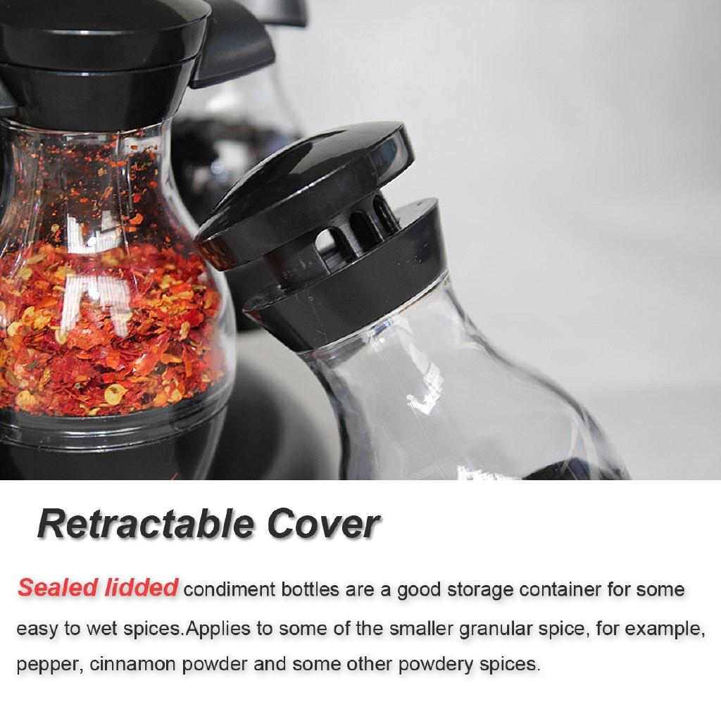 16Pcs Condiment Sets 360 Rotating Spice Jar Rack Kitchen Cruet Condiment Bottle Coffee Sugar Seal Jar Container Castor