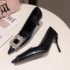 Fashion Large Size Women's Pumps 2025 Brand Designer Luxury Rhinestone Woman High Heels Fashion Pointed Toe Ladies Wedding Party Shoes