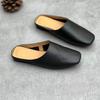Fashion GKTINOO 2025 Summer New Genuine Leather Soft Sole Flat Slippers Retro Solid Color Versatile Women's Shoes Outside Slides