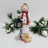 Christmas Snowman Figurine with Lantern Resin Snowman Statue Art Decor Outdoor Christmas Snowman Door Greeter for Yard Garden Decor