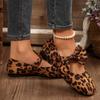 Fashion Square Toe Ballet Flats Women Buckle Casual Loafers Sweet Bow Comfortable Women's Shoes Autumn Leisure Leopard Women Flat Shoes