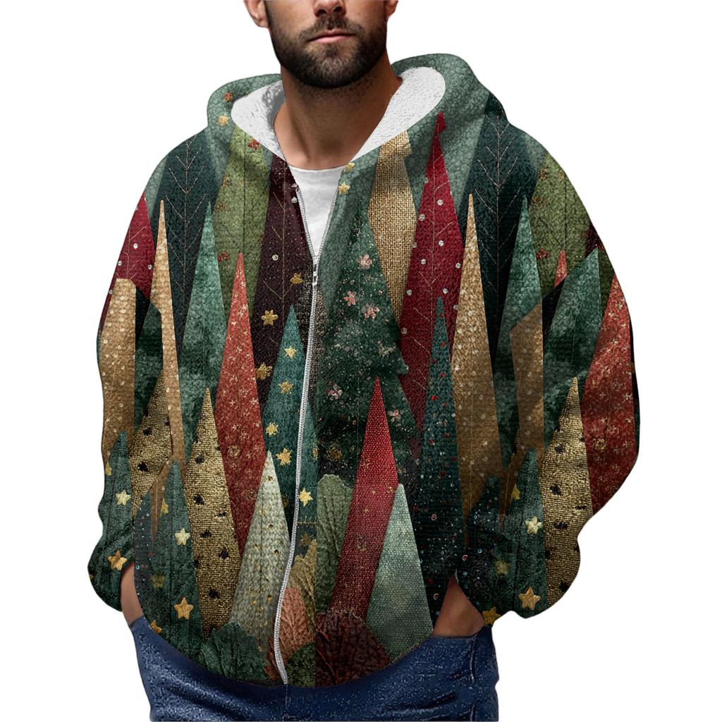 Мужская зимняя флисовая толстовка с капюшоном на молнии с накладным карманом, повседневная куртка