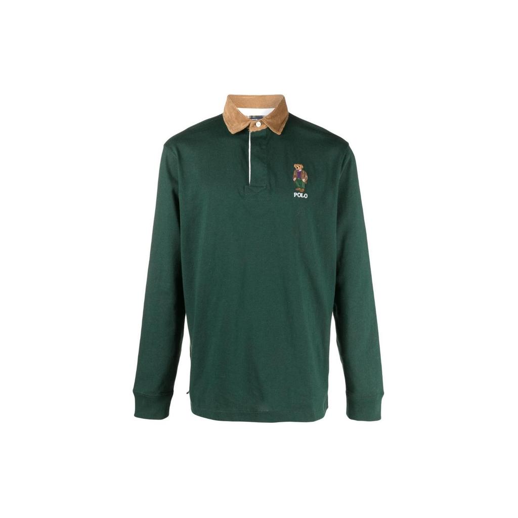 Polo Ralph Lauren Polo Bear Embroidered Long Sleeve Polo Shirt Men Tops Dark-Green 710878638-003