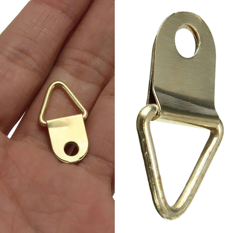 20Pc / Packaged Gold Brass Triangle Photo Frame Wall Hook Rings