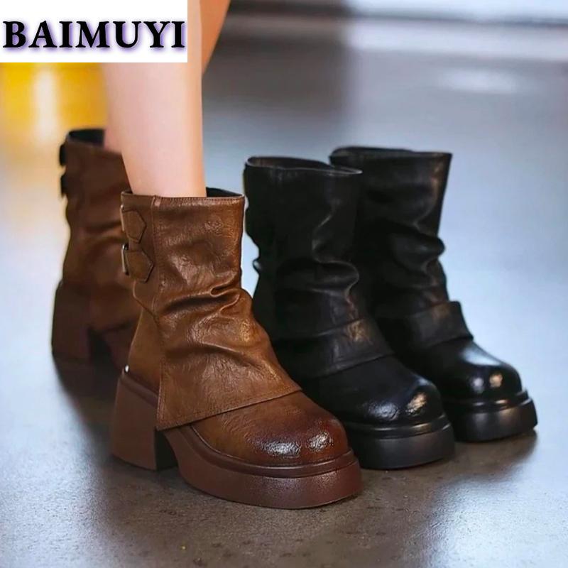 Platform High Heels Women Ankle Boots Fashion Shoes 2025 Trend Winter New Goth Chunky Chelsea Boots Leisure Pumps Mujer Botas