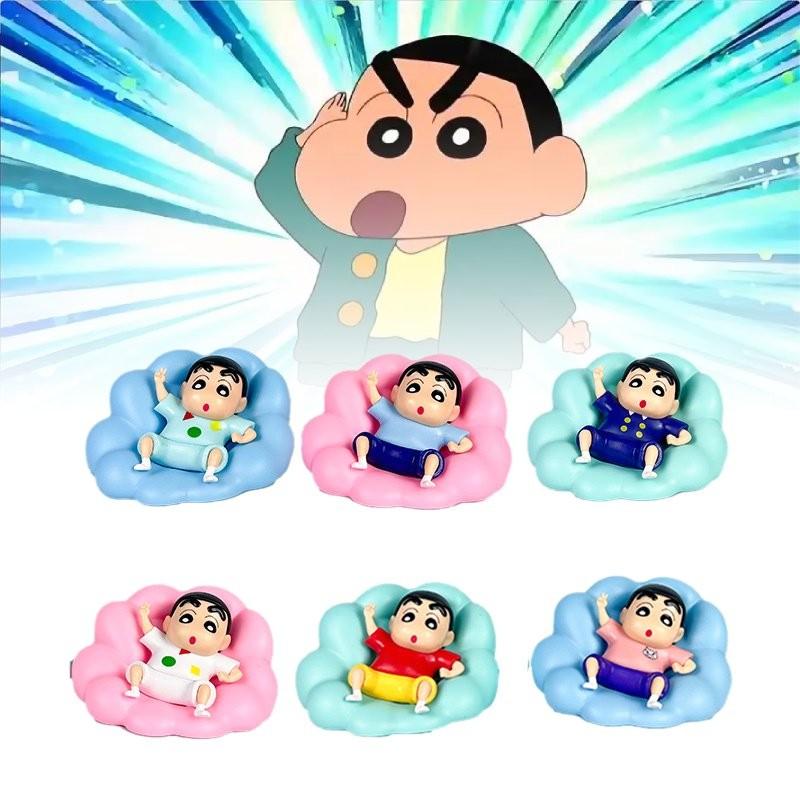 6pcs Cloud Pajamas Crayon Shin Chan Toy Doll Pvc Model Desktop Decor Gifts Xmas
