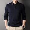 Spring and Autumn Lapel Business Men's Long-Sleeved T-shirt Young and Middle-Aged Casual Bottoming Shirt Loose Polo Shirt Trendy Men's Clothing