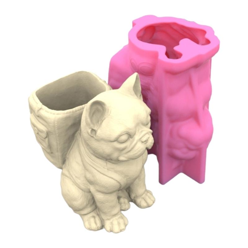 Unique Silicone Mould 3D Flower  Molds Cute Dog Shaped Pen Holder Moulds for  Succulent  and Pen Holder