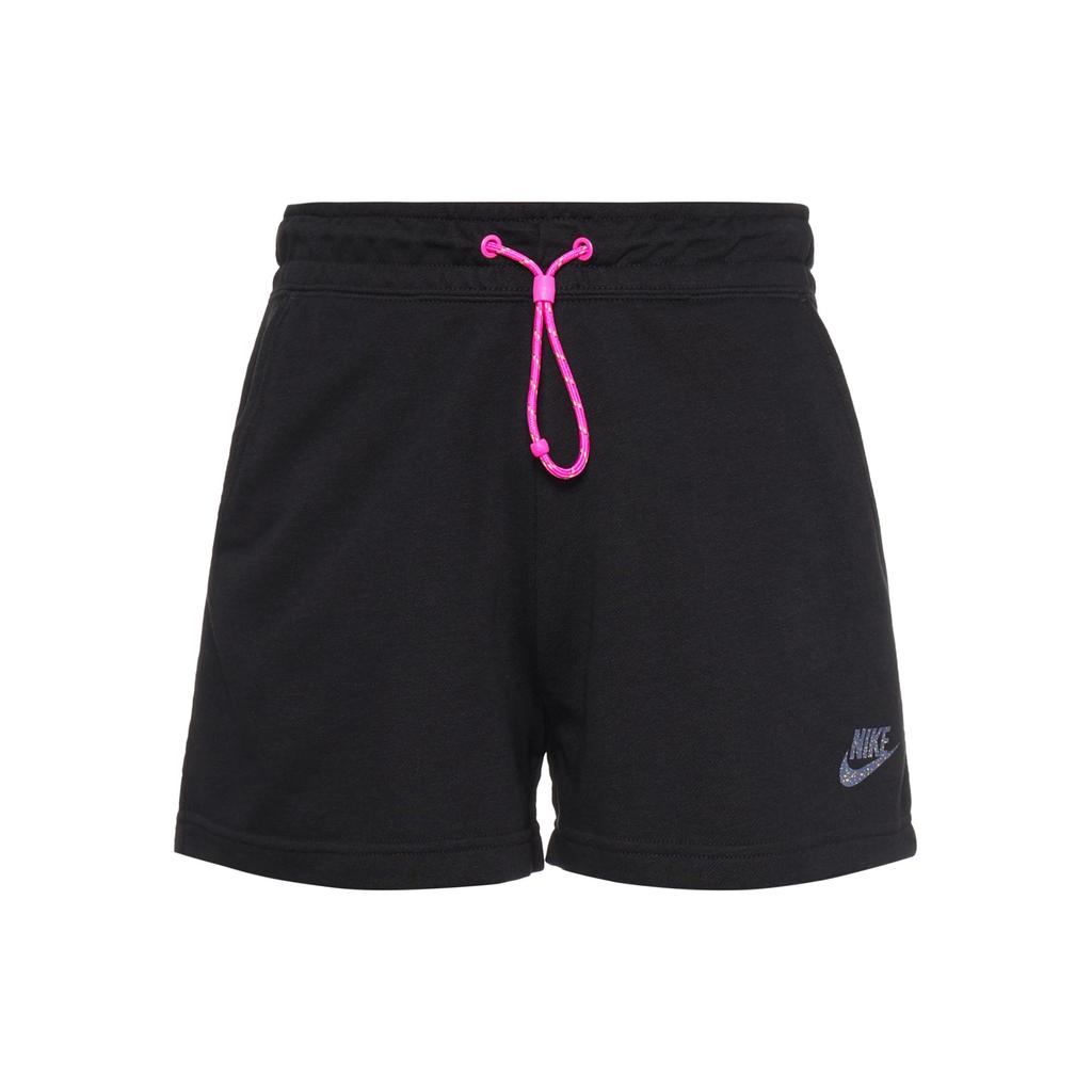 Nike Sportswear Icon Clash Fleece Knitted Casual Solid Color Straight Leg Drawstring Shorts Women Shorts Black CJ2278-010