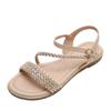Flat Sandals Women's Summer New Comfortable Flat Couture Sandals Woven with a Line Straps Roman Shoes Sandals