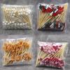 100PCS 9cm Cocktail Sticks Bamboo Decorative Toothpicks Fruit Snacks Skewers Disposable Drinks Decoration Party Tableware Supply