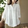 New Spring Shirt Women 2025 Lace Blouse Long Sleeve Basic Fashion Tops Tees Casual Loose White Tees