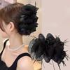 Korean Ribbon Feather Bow Hair Claws for Women Girls Hair Clip Simple Elegant Barrette Black Grab Clip Fashion Hair Accessories